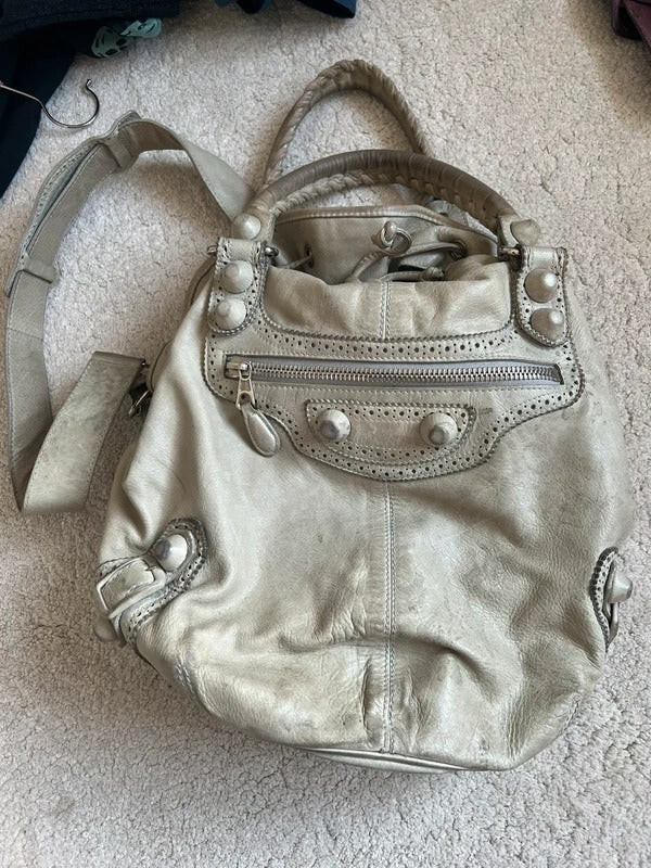 Balenciaga PomPon Bag Grey lamb skin