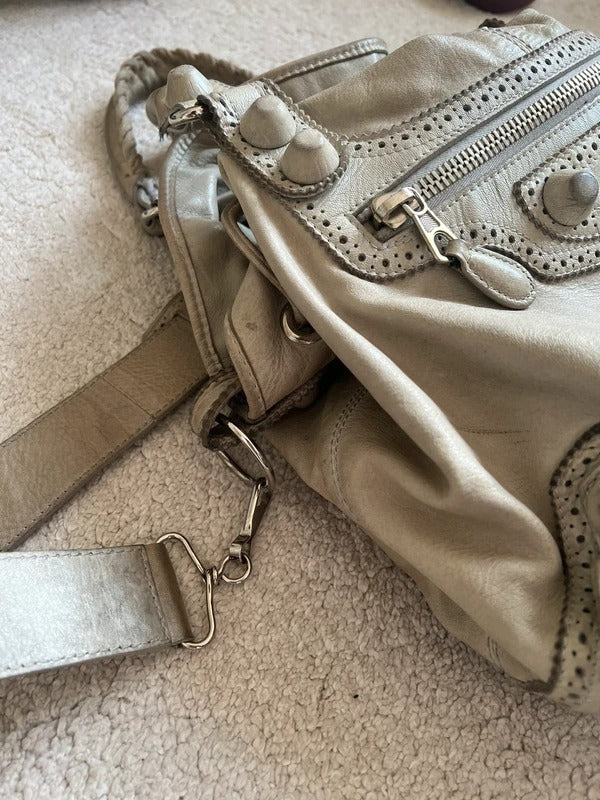 Balenciaga PomPon Bag Grey lamb skin