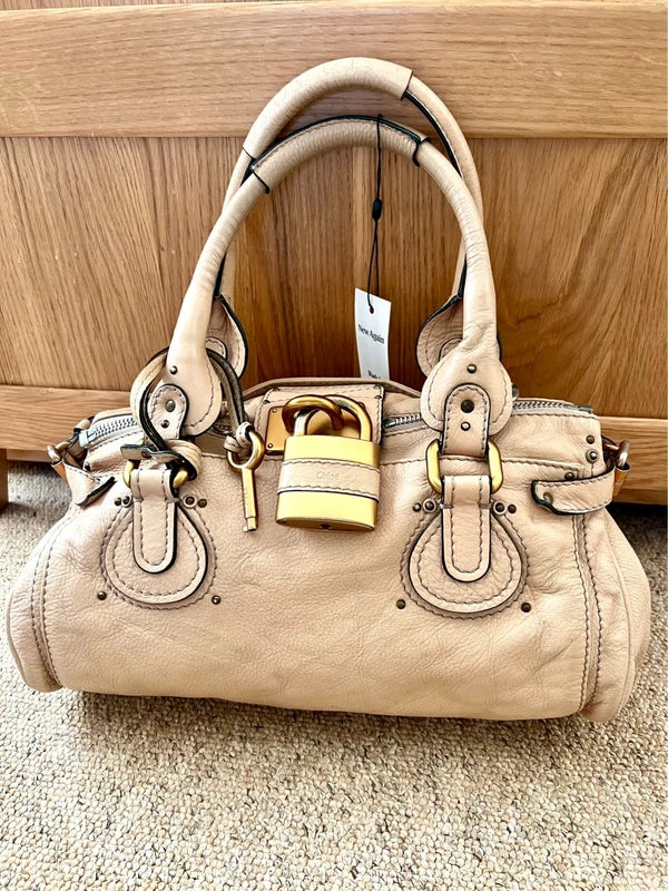 100% Authentic Chloe Paddington Cappuccino Cream Soft Leather Bag Rare