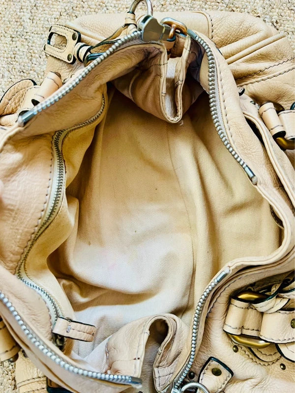 100% Authentic Chloe Paddington Cappuccino Cream Soft Leather Bag Rare