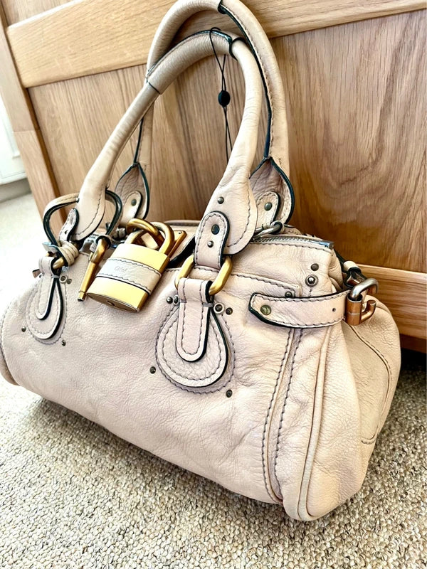 100% Authentic Chloe Paddington Cappuccino Cream Soft Leather Bag Rare