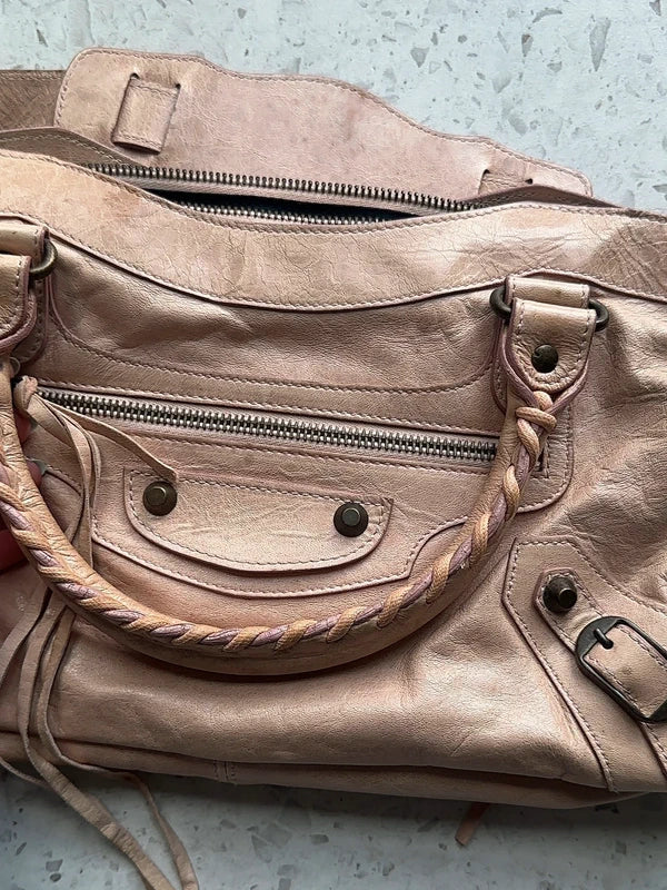 Balenciaga first bag in peach pink
