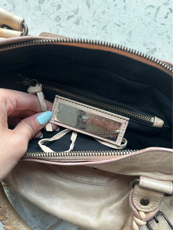 Balenciaga first bag in peach pink