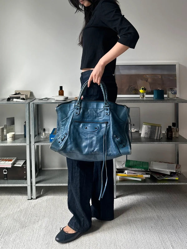 Balenciaga work city bag blue