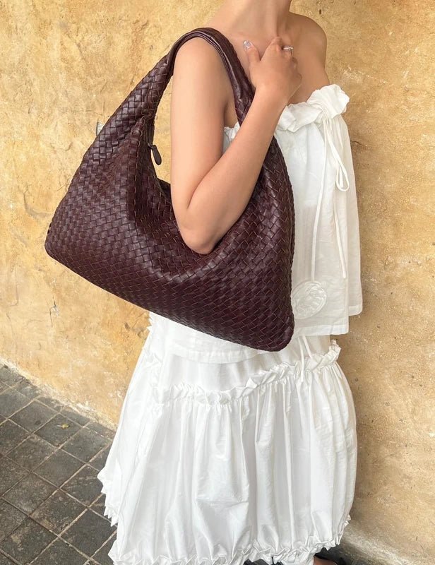 Bottega Veneta Burgundy Hobo Bag 45cm Super Rare (Mirror included)